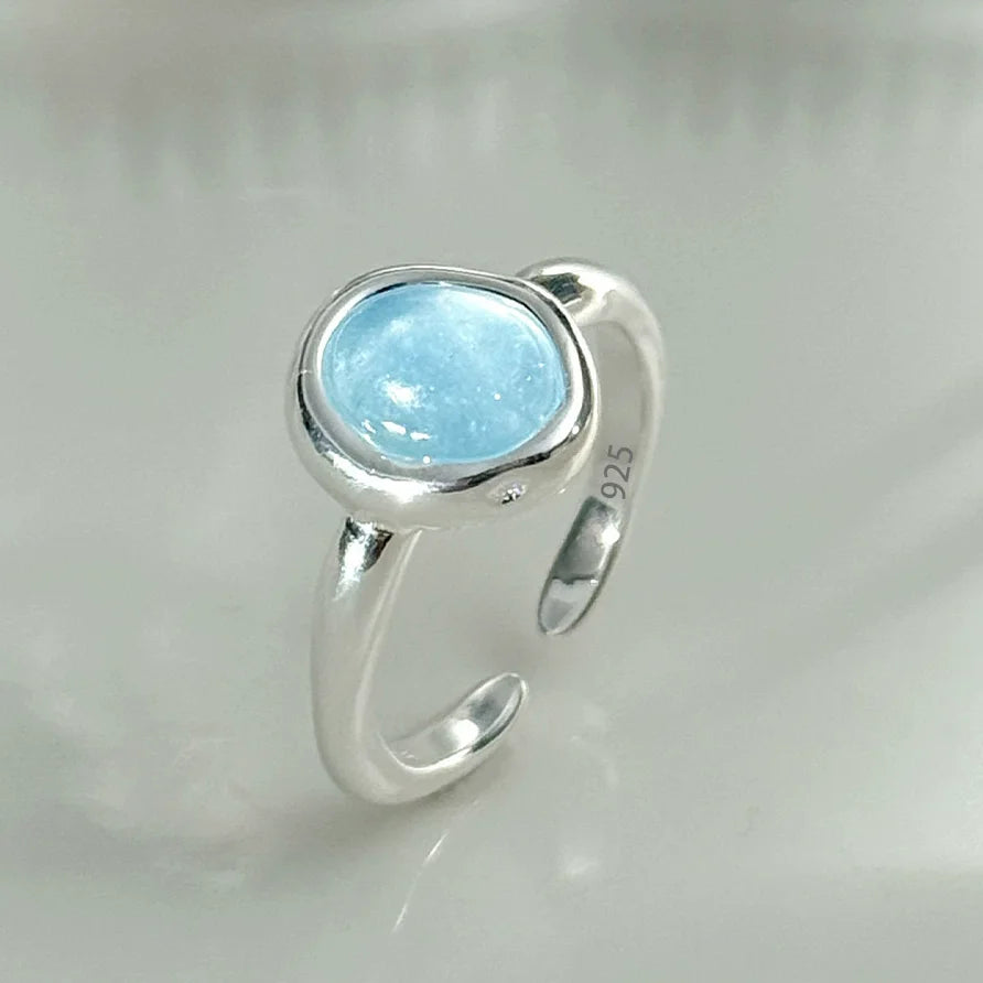 925 Sterling Silver Sparckling Moonstone Minimalist Handmade Ring