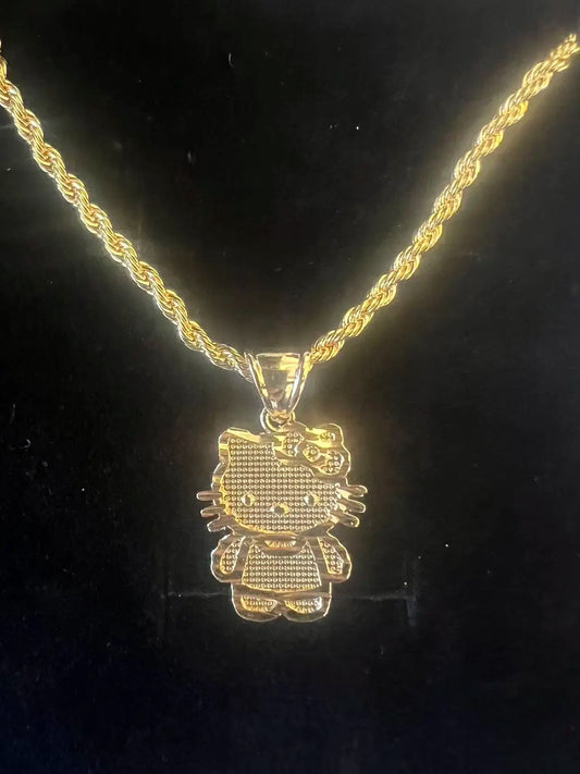 18K Gold Rope Chain Heart Pendant Necklace