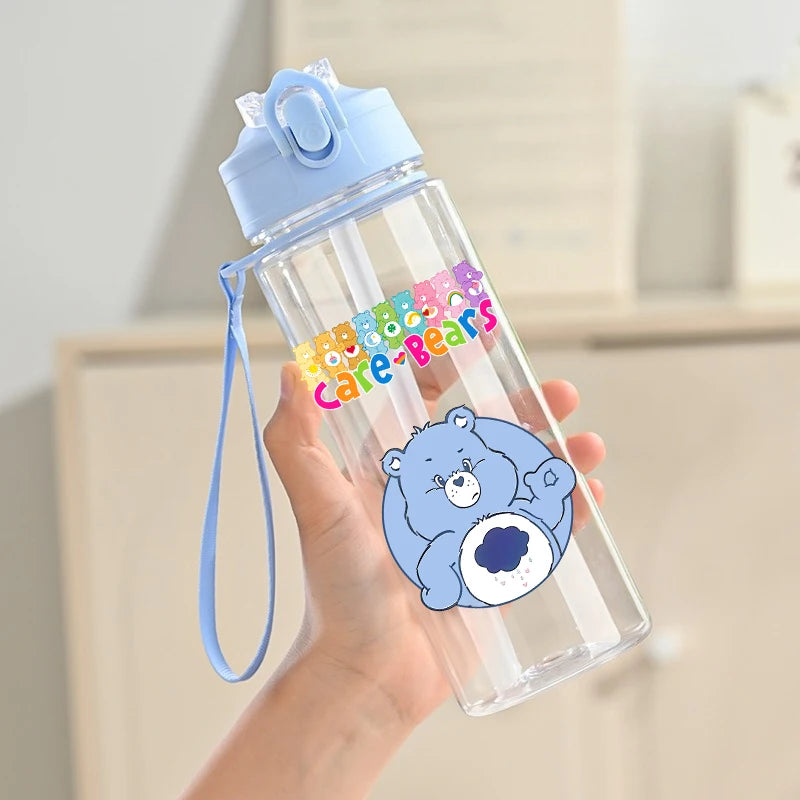 900ml Care Bears Cute Water Bottle with Straw Girls School Plastic Cup