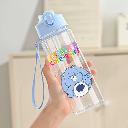 900ml Care Bears Cute Water Bottle with Straw Girls School Plastic Cup