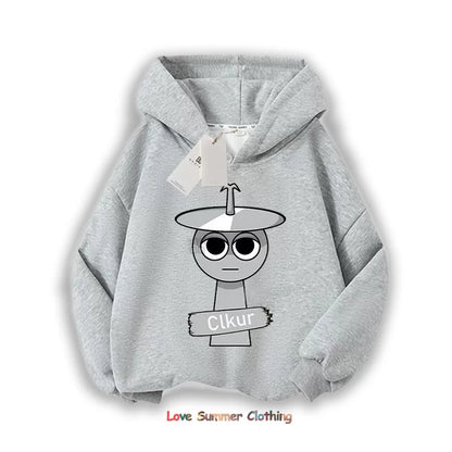 Sprunki Thick Anime Cartoon Sweatshirt Autumn Winter Hip Hop Hooded