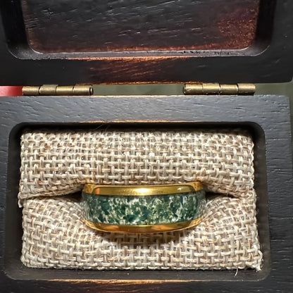 8mm Stainless Steel Ring Inlaid with Blue Pattern Drip Polishing Rings