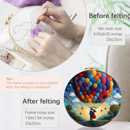 20x20cm Frame DIY Wool Needle Felting Starter Embroidery Kits