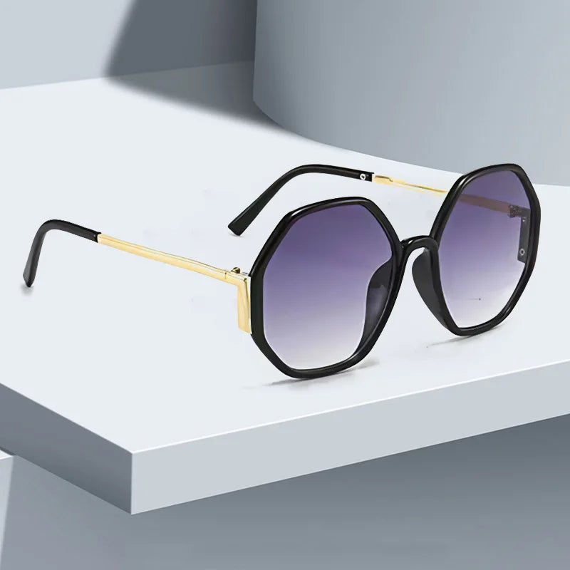 Geometric Multi-color Semi-circular Frame Semi Transparent Sunglasses