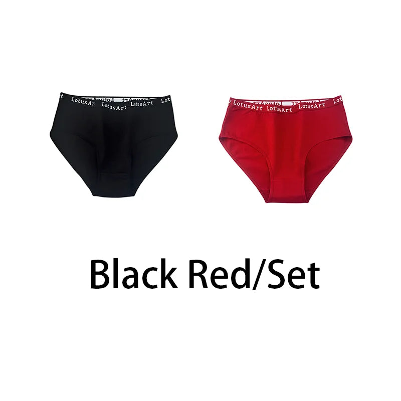 2PCS/Set Cotton Solid Panties Sexy Plus Size Lingerie