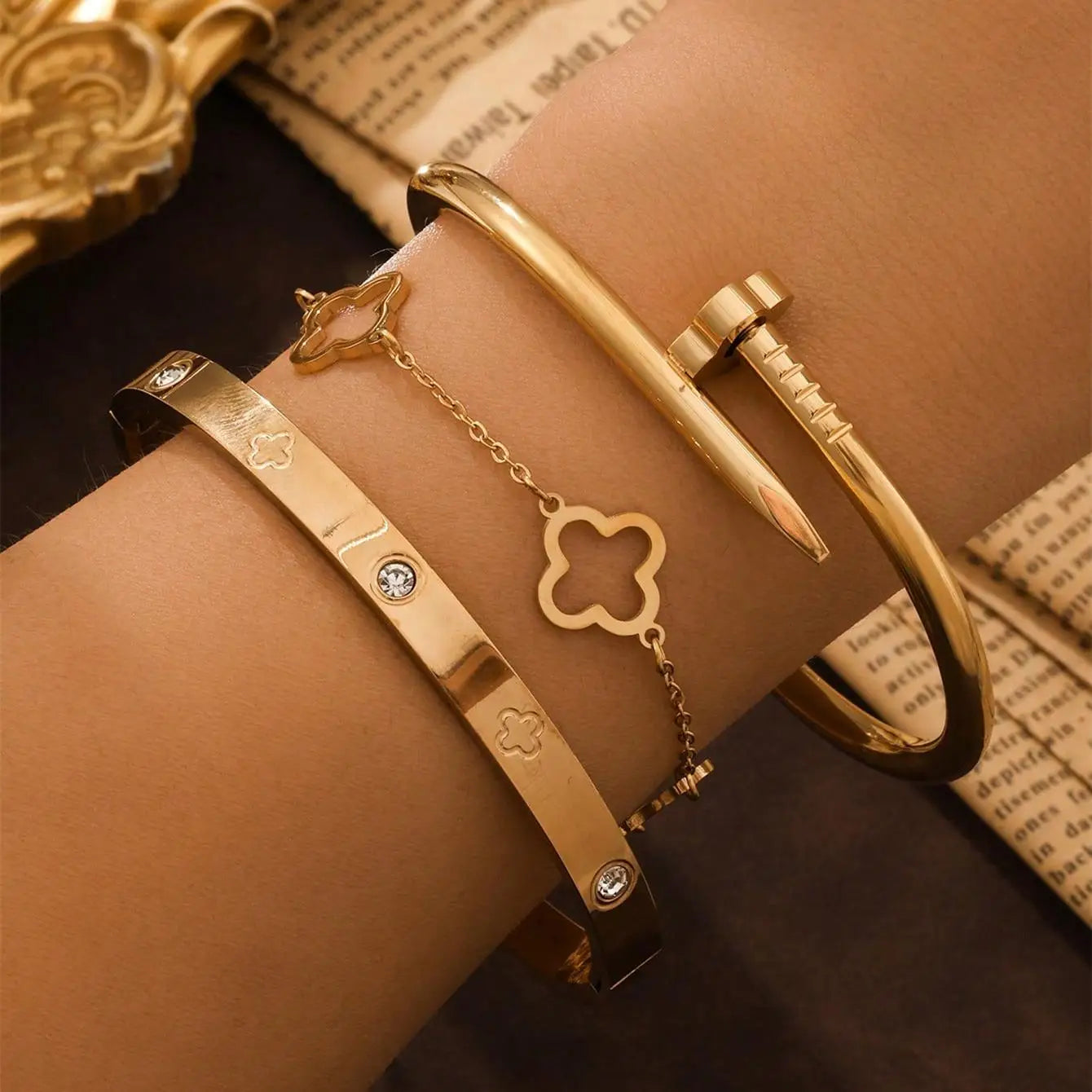 DANA 3PCS French Lucky Clover Bracelet