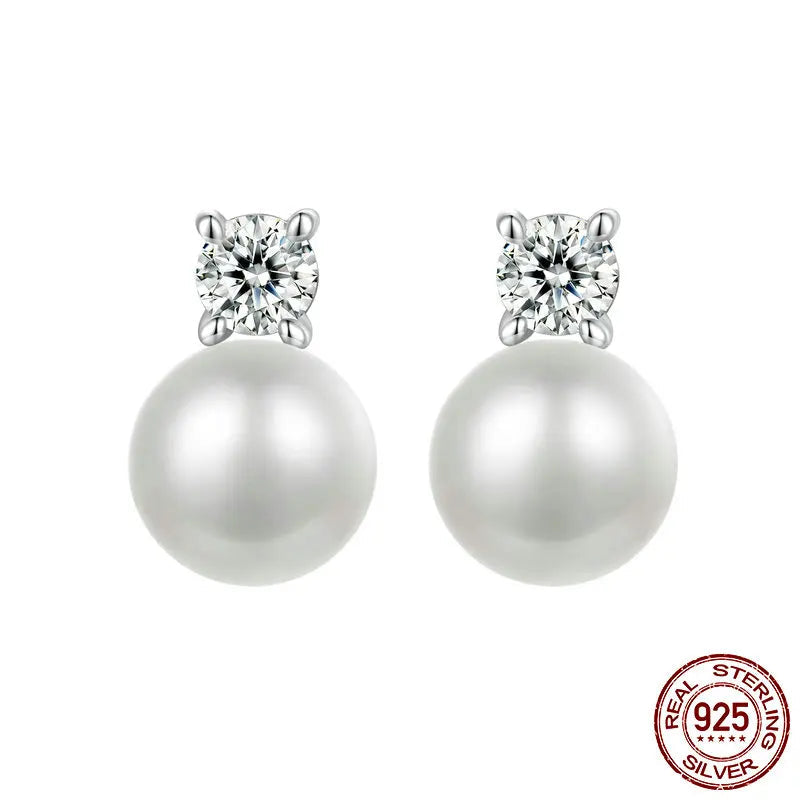 DANA 925 Sterling Silver Freshwater Pearl Stud Earrings