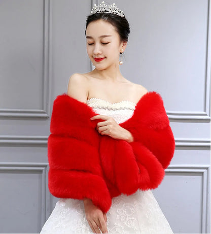 Faux Fur Soft Thick Bridal Wrap Shawl