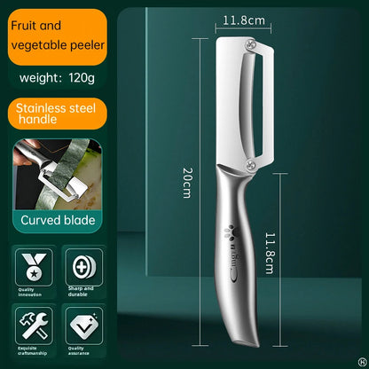 Stainless steel peeler with wooden handle
