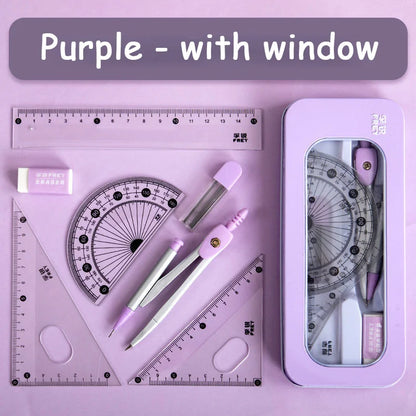 7 Pcs/set Mathematical Rulers Set Multi-function Professional Compass Ruler