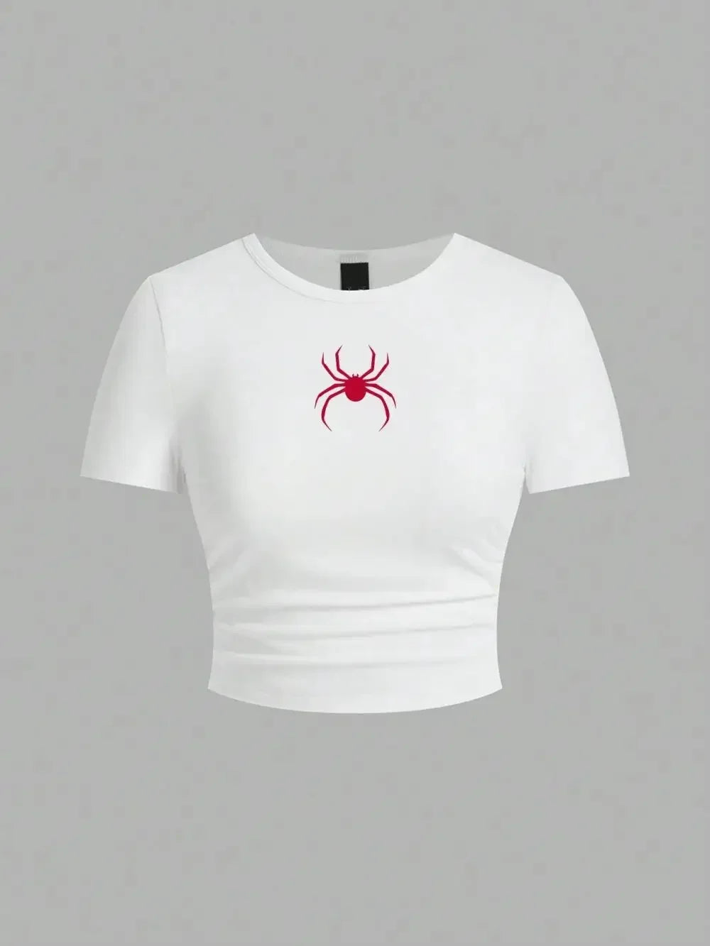 Simple Red Spider Printing Crop Tops Street Slim-fit T-Shirt