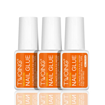 Twoing Waterproof Liquid Nail Adhesive,Long-Lasting & Fast-Drying Formaldehyde-Free Compatible with Acrylic Nails Fake Nails