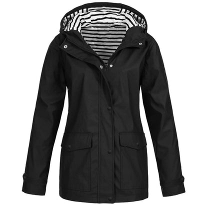 Rain Heat Retaining Outdoor Plus Size Waterproof Hooded Raincoat Coat