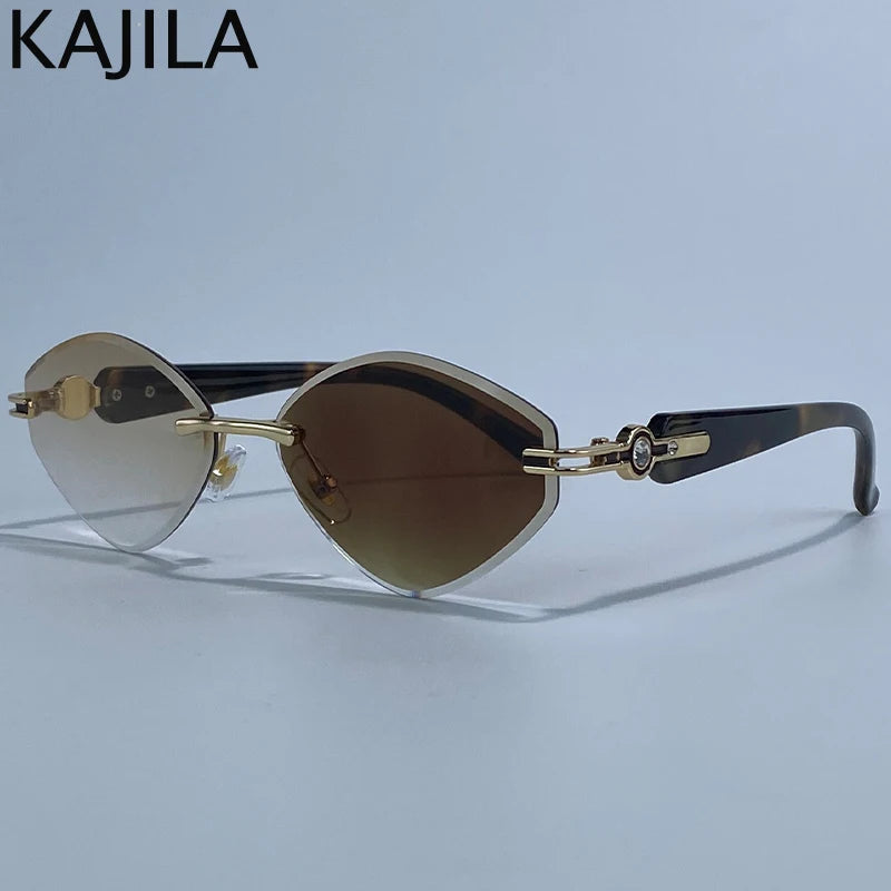 Small Frame Hexagon Rimless Sunglasses