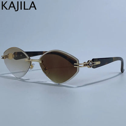 Small Frame Hexagon Rimless Sunglasses