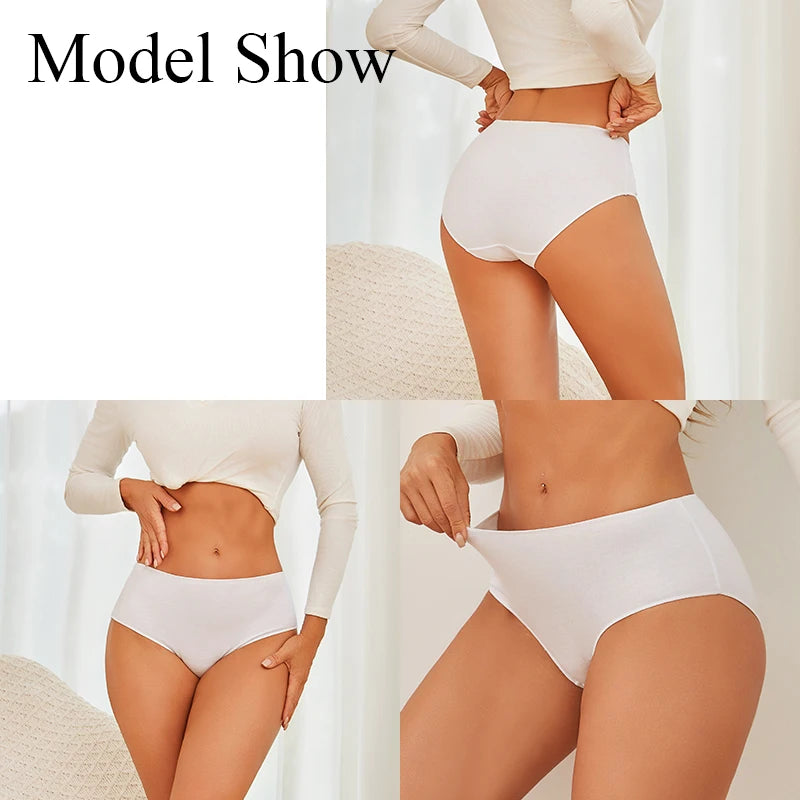 4Pcs/Set Cotton High Waist Plus Size Lingerie