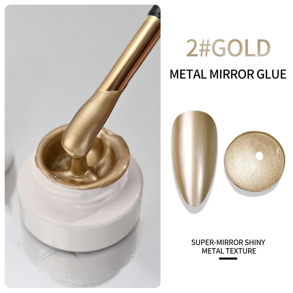 Metallic Painting Gel Chrome Gold Silver Mirror Effect Nail Polish