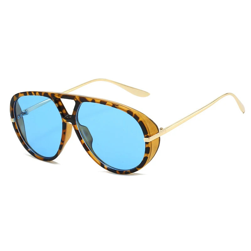 Oversized Punk Metal Double Bridge Sunglasses