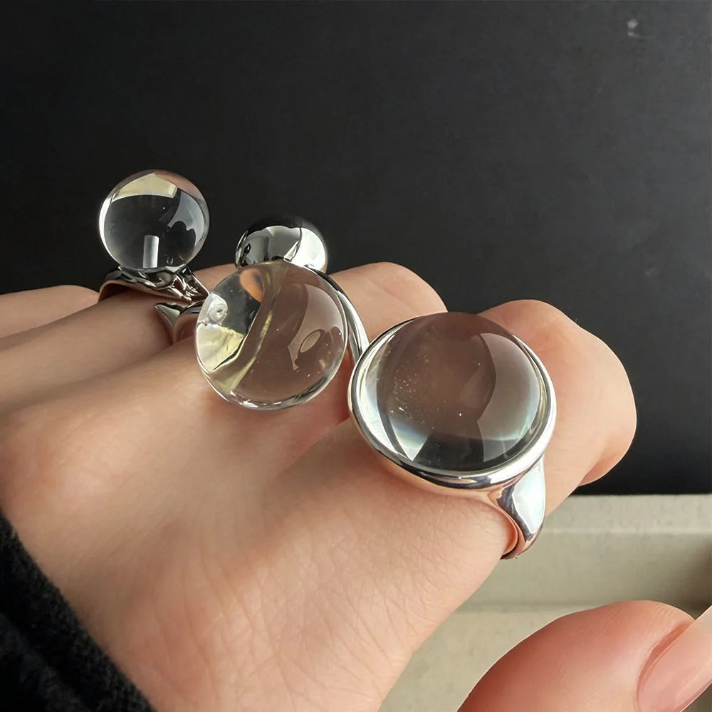 925 Sterling Silver Big Balls Finger Open Vintage Handmade Ring
