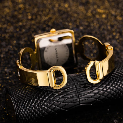 Gold Bangle Bracelet Stainless Steel Quartz Watch