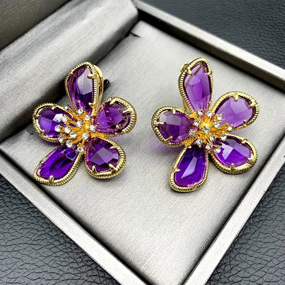 Crystal Flower Stud Earrings