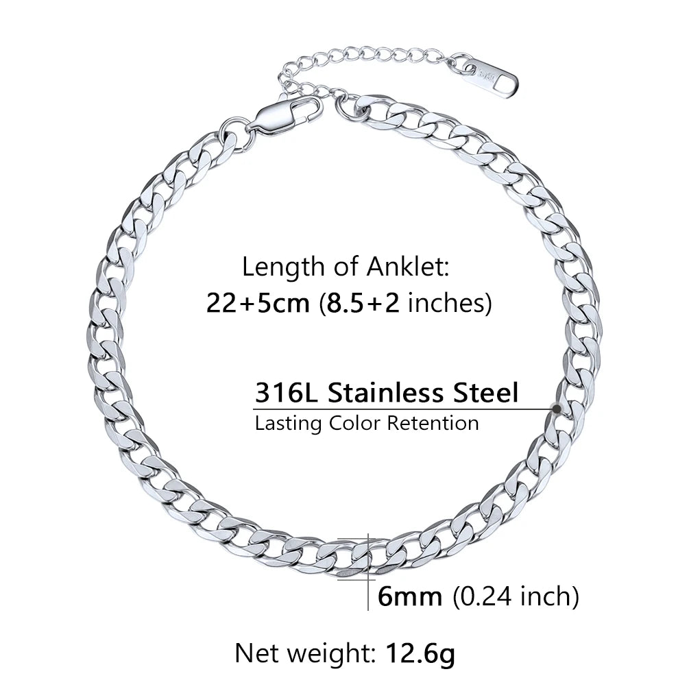 U7 Ankle Cuban Link Snake Figaro Bracelets