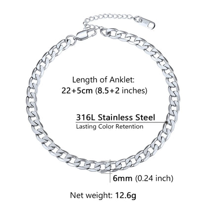 U7 Ankle Cuban Link Snake Figaro Bracelets