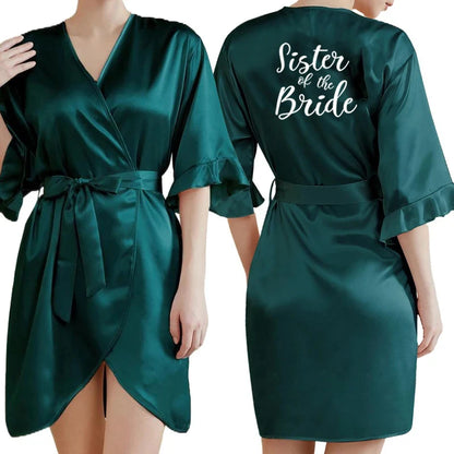 Dark Green Satin Team Bride Bridesmaid Sleepwear Robe