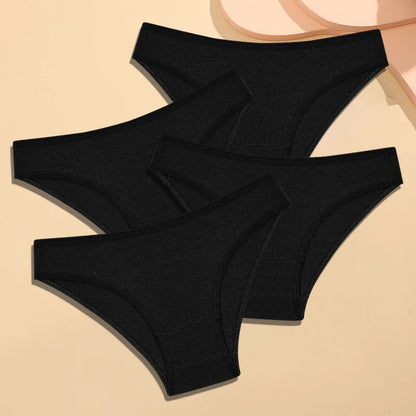 4Pcs Cotton Striped Sexy Stretch Lingerie