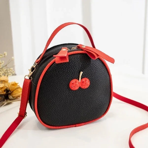 Cherry Pattern Sweet Small Round Mini Backpack Shoulder Bags