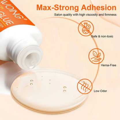 Twoing Waterproof Liquid Nail Adhesive,Long-Lasting & Fast-Drying Formaldehyde-Free Compatible with Acrylic Nails Fake Nails
