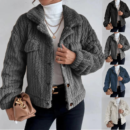 Rabbit plush coat lapel shirt plus plush plush coat