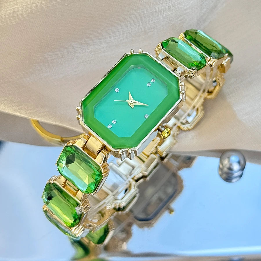 Rhinestone chain rectangular color case rhinesto watch
