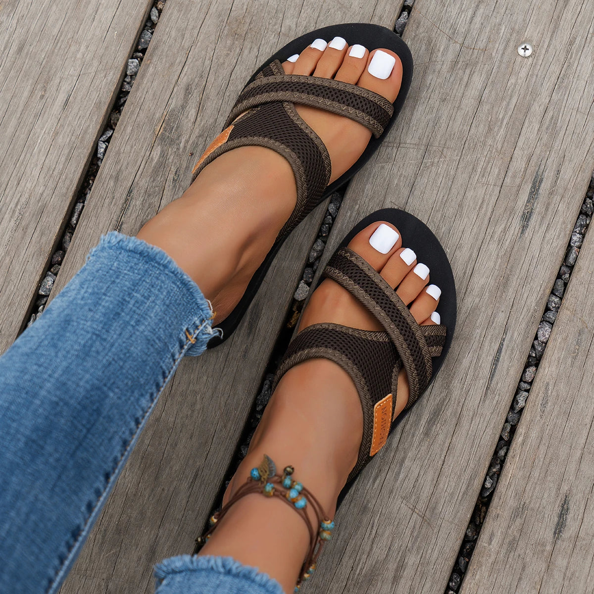 Mesh Breathable Comfortable Flat Slippers