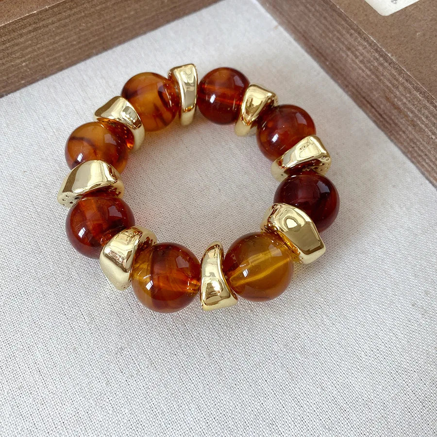 Acrylic Irregular Square Round Beaded Bracelet