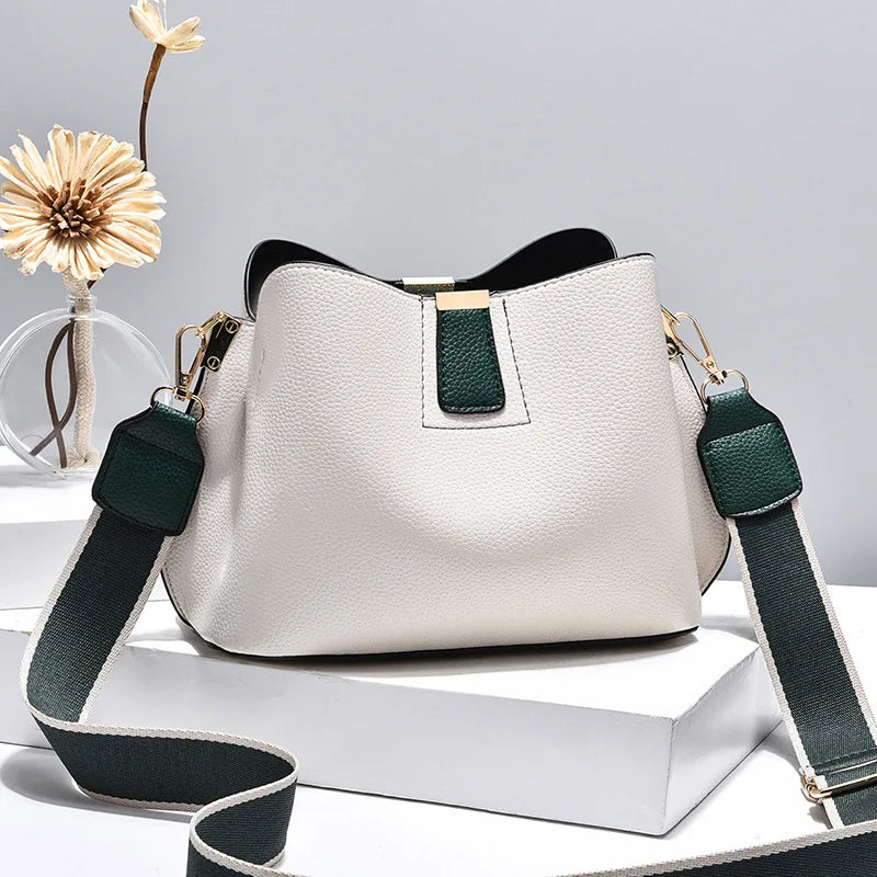 Minimalist Bucket Soft Textured Leather Crossbody Strap Bags