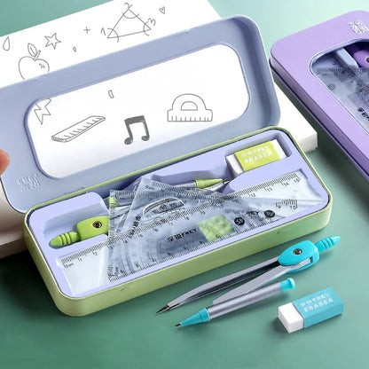 7 Pcs/set Mathematical Rulers Set Multi-function Professional Compass Ruler