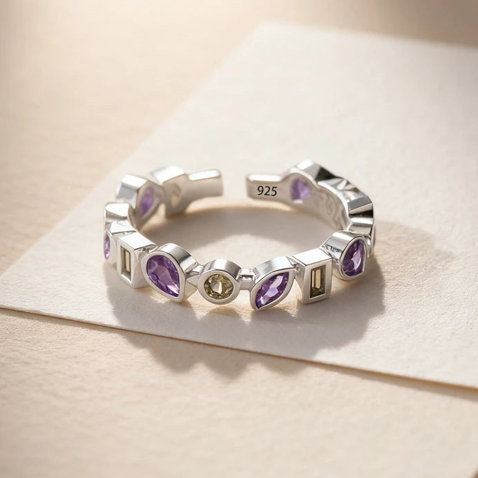 925 Sterling Silver Open Pearl Smile Stackable Finger Ring
