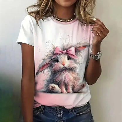 3D Rabbit Short Sleeves Casual Oversize T-Shirts