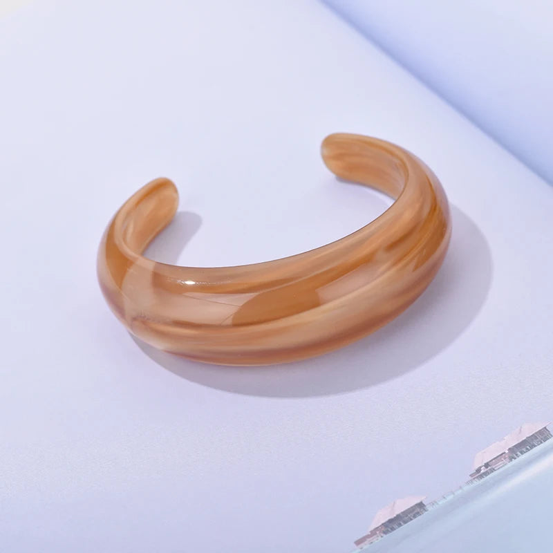 Exaggerated Jelly Colored Curved Cuff Bracelets