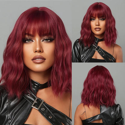 Short Bob Burgundy Straight Synthetic Wig