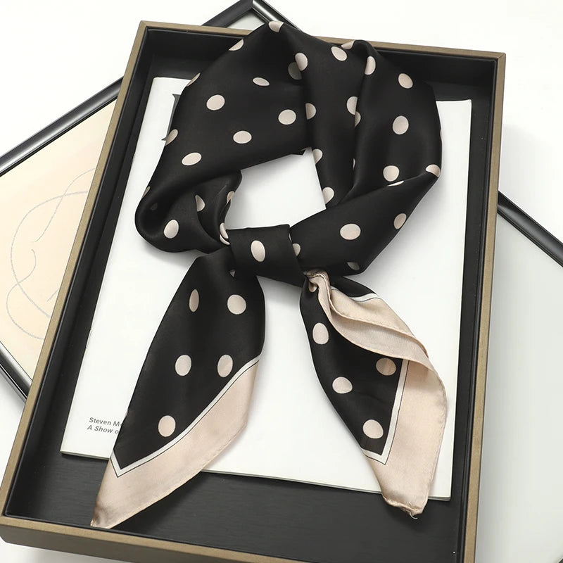 Luxury Silk Square Plaid Satin Scarf