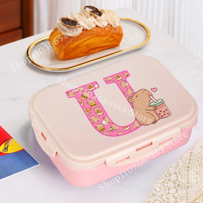 Capybara Cute Lunch Box Girls Capibara Letter A-Z Bento Box