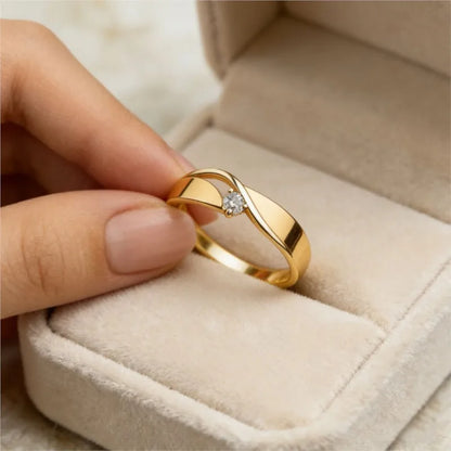 Elegant Geometric Lines Micro-paved Synthetic Cubic Synthetic Zirconia Ring