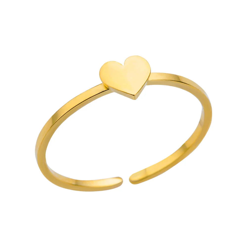 Gold Stainless Steel Coin Broad Surface Elliptical Geometry Rings