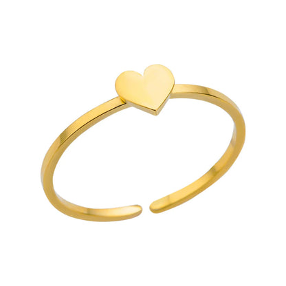 Gold Stainless Steel Coin Broad Surface Elliptical Geometry Rings