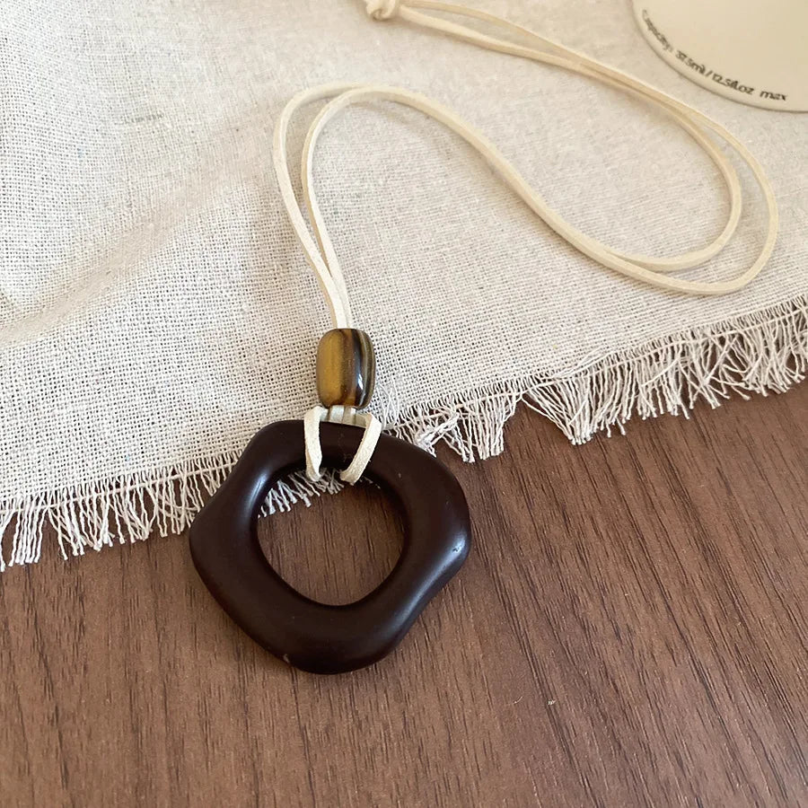 Black Coffee Round Water Drop Resin Necklaces