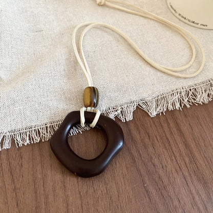 Black Coffee Round Water Drop Resin Necklaces