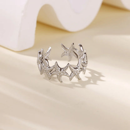 Gold Color Stainless Steel Delicate Flower Rings