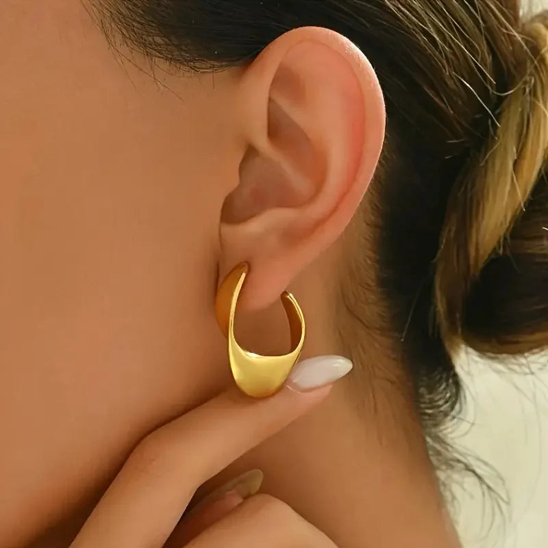 Chunky Golden Stainless Steel Hoop Earrings